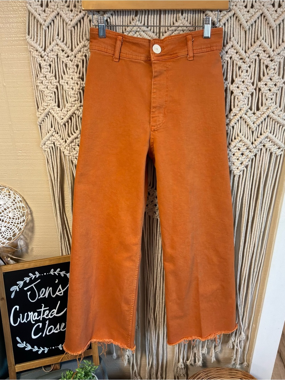 Zara Wide Leg Flare Jeans in Burnt Orange